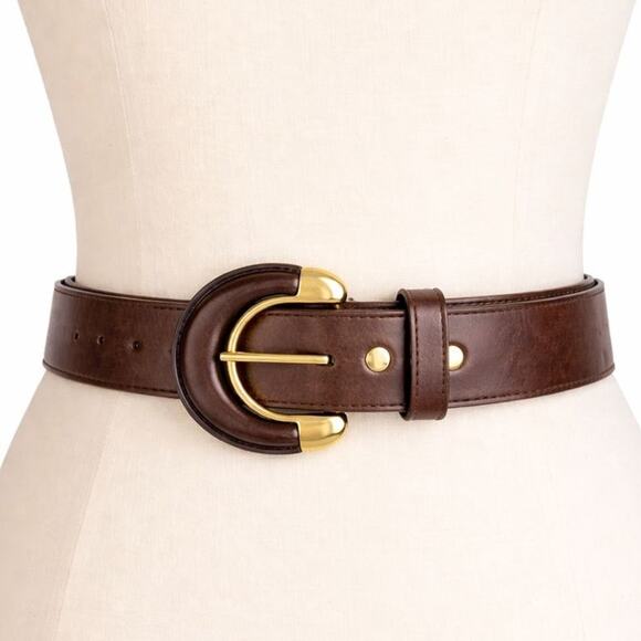 B-Low The Belt Brown Leather Belt Gold Buckle Size L 33–37” Plus Added Holes